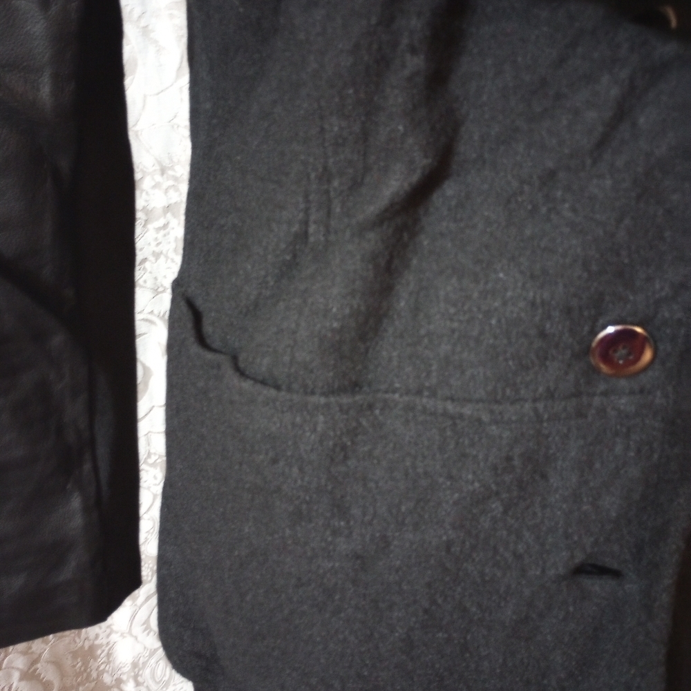 H by Halston Leather and Wool Sweater Jacket - Picture 7 of 11